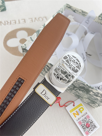 Dior Belts In Calfskin Black/Brown 35MM Silver Hardware