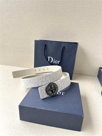 Dior Belts In Beige Jacquard Canvas & Calfskin 35MM Black Hardware