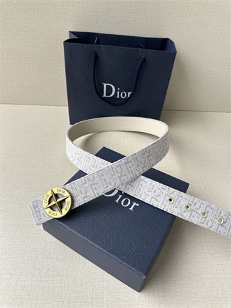 Dior Belts In Beige Jacquard Canvas & Calfskin 35MM Gold Hardware