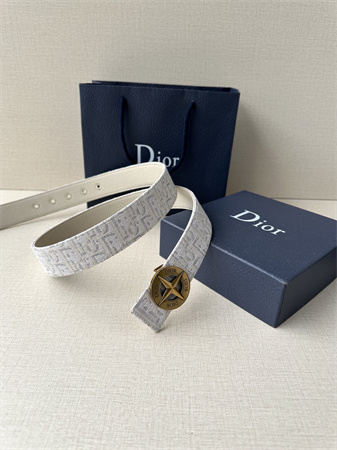 Dior Belts In Beige Jacquard Canvas & Calfskin 35MM Gold Hardware