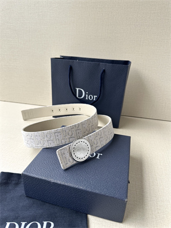 Dior Belts In Beige Jacquard Canvas & Calfskin 35MM Silver Hardware