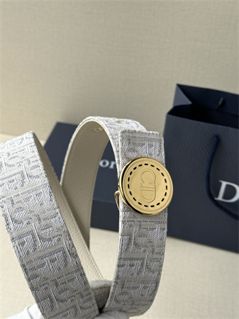 Dior Belts In Beige Jacquard Canvas & Calfskin 35MM Gold Hardware