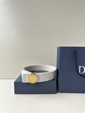 Dior Belts In Beige Jacquard Canvas & Calfskin 35MM Gold Hardware