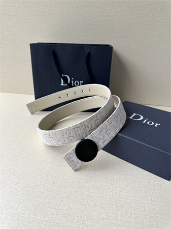 Dior Belts In Beige Jacquard Canvas & Calfskin 35MM Black Hardware