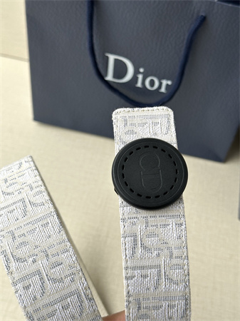 Dior Belts In Beige Jacquard Canvas & Calfskin 35MM Black Hardware