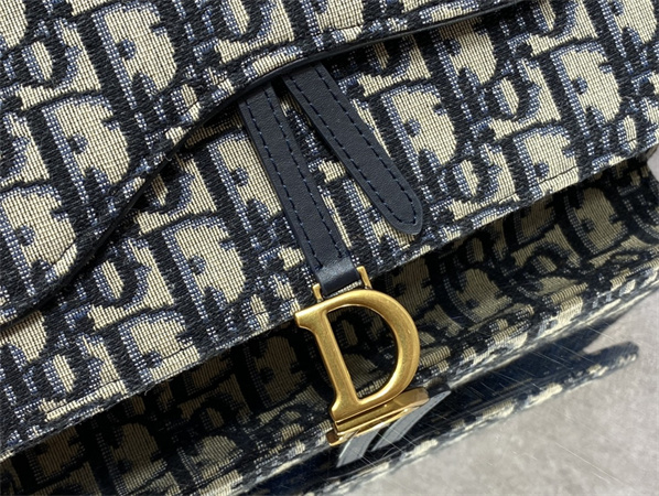 CD Saddle Pouch With Chain Blue Dior Oblique Jacquard