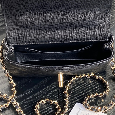 Chanel Clutch with Chain Grained Calfskin & Gold-Tone Metal Black AP4244