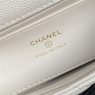 Chanel Clutch with Chain Grained Calfskin & Gold-Tone Metal White AP4244