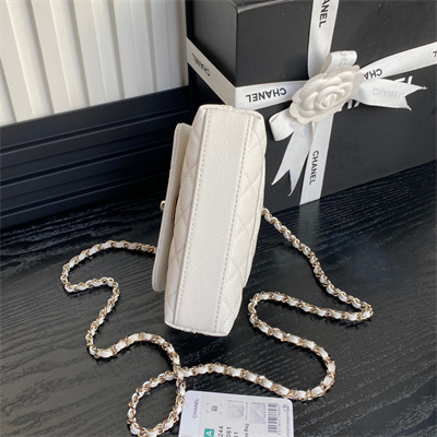 Chanel Clutch with Chain Grained Calfskin & Gold-Tone Metal White AP4244