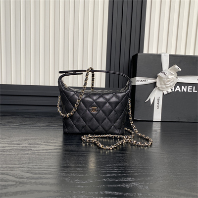 Chanel Small Hobo Bag Grained Calfskin & Gold-Tone Metal Black AP4386