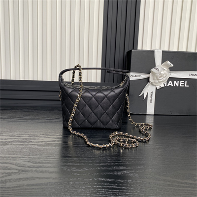 Chanel Small Hobo Bag Grained Calfskin & Gold-Tone Metal Black AP4386