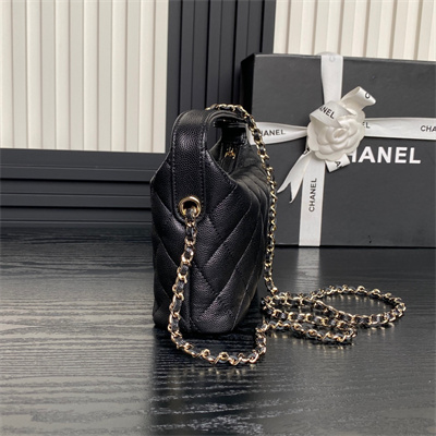 Chanel Small Hobo Bag Grained Calfskin & Gold-Tone Metal Black AP4386