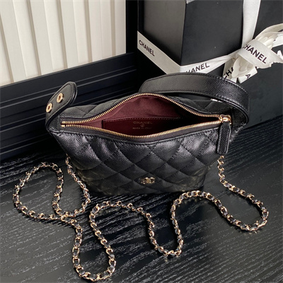 Chanel Small Hobo Bag Grained Calfskin & Gold-Tone Metal Black AP4386
