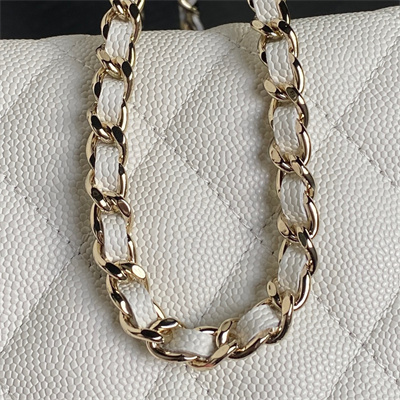 Chanel Small Hobo Bag Grained Calfskin & Gold-Tone Metal White AP4386