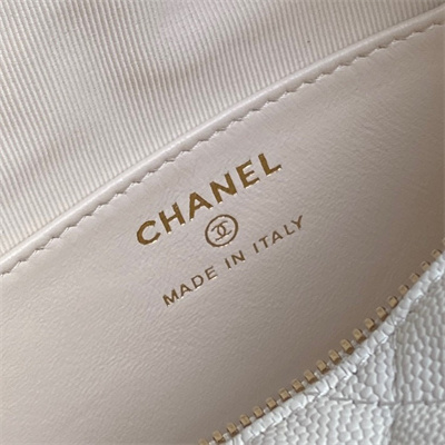 Chanel Small Hobo Bag Grained Calfskin & Gold-Tone Metal White AP4386