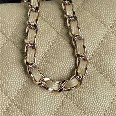 Chanel Small Hobo Bag Grained Calfskin & Gold-Tone Metal Beige AP4386