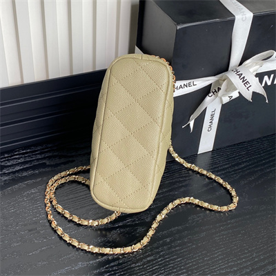 Chanel Small Hobo Bag Grained Calfskin & Gold-Tone Metal Beige AP4386