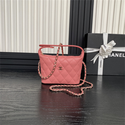 Chanel Small Hobo Bag Grained Calfskin & Gold-Tone Metal Pink AP4386