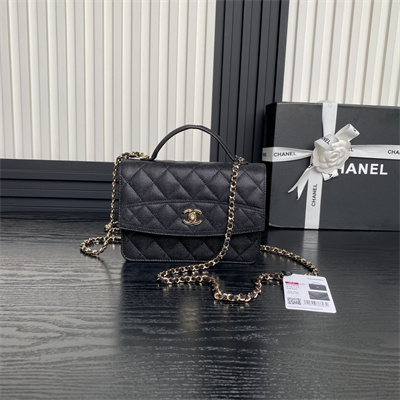 Chanel Clutch with Chain Grained Calfskin & Gold-Tone Metal Black AP4406
