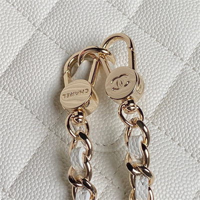 Chanel Clutch with Chain Grained Calfskin & Gold-Tone Metal White AP4406