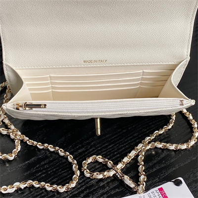 Chanel Clutch with Chain Grained Calfskin & Gold-Tone Metal White AP4406