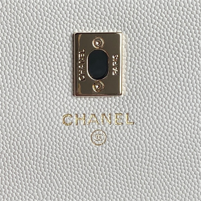Chanel Clutch with Chain Grained Calfskin & Gold-Tone Metal White AP4406