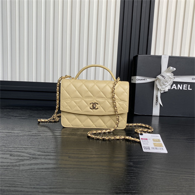 Chanel Clutch with Chain Grained Calfskin & Gold-Tone Metal Beige AP4406