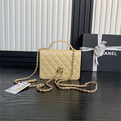 Chanel Clutch with Chain Grained Calfskin & Gold-Tone Metal Beige AP4406