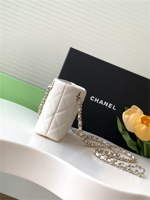 Chanel Classic Clutch with Chain Grained Calfskin & Gold-Tone Metal White AP4422