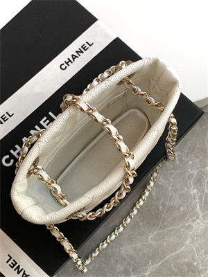 Chanel Classic Clutch with Chain Grained Calfskin & Gold-Tone Metal White AP4422