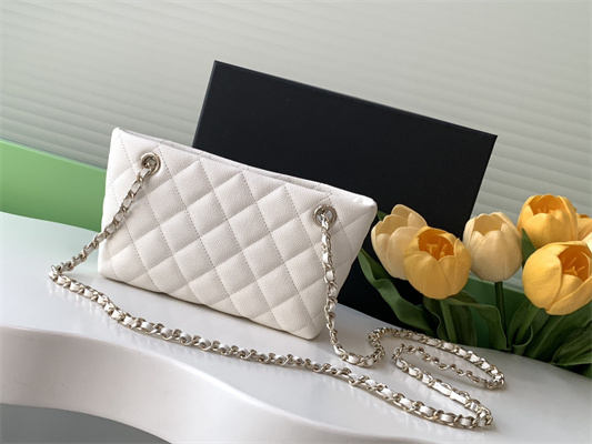 Chanel Clutch with Chain Grained Calfskin & Gold-Tone Metal White AP4423