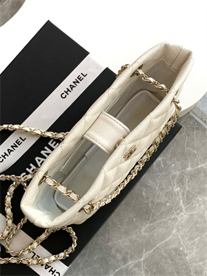 Chanel Clutch with Chain Grained Calfskin & Gold-Tone Metal White AP4423