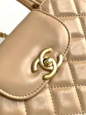 Cha.nel Mini Shopping Bag Kelly Bag Shiny Aged Calfskin Gold-Tone Metal Beige AS4416