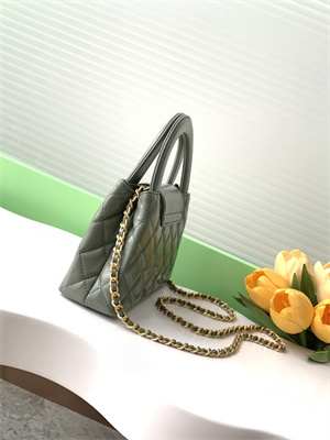 Cha.nel Mini Shopping Bag Kelly Bag Shiny Aged Calfskin Gold-Tone Metal Kaki Green AS4416