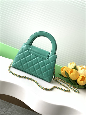 Cha.nel Mini Shopping Bag Kelly Bag Shiny Aged Calfskin Gold-Tone Metal Green AS4416