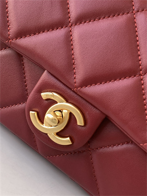 Cha.nel Small Flap Bag Lambskin & Gold-Tone Metal Burgundy AS5174