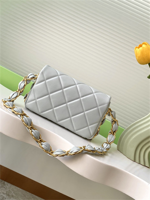 Cha.nel Small Flap Bag Lambskin & Gold-Tone Metal Grey AS5174