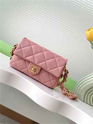 Cha.nel Small Flap Bag Lambskin & Gold-Tone Metal Pink AS5174