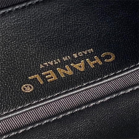 Chanel Mini Flap Bag With Top Handle Lambskin Gold Tone Metal Black Color AS5298