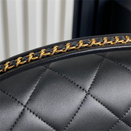 Chanel Flap Bag With Top Handle Lambskin Gold Tone Metal Black Color AS5317