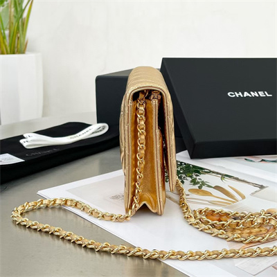 Chanel Wallet On Chain Lambskin Gold Tone Metal Gold AP0250