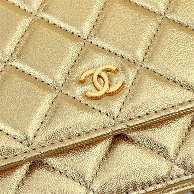 Chanel Wallet On Chain Lambskin Gold Tone Metal Gold AP0250