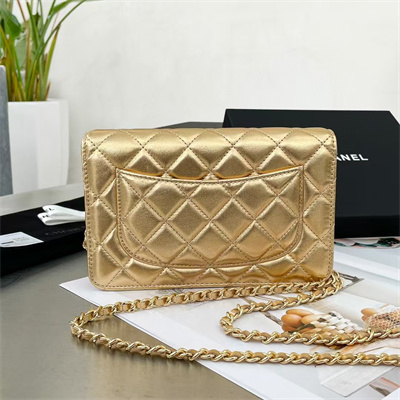 Chanel Wallet On Chain Lambskin Gold Tone Metal Gold AP0250