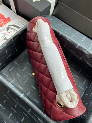 Chanel Medium Classic Flap Bag Lambskin Gold Tone Metal Burgundy 01112