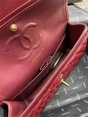 Chanel Medium Classic Flap Bag Lambskin Gold Tone Metal Burgundy 01112