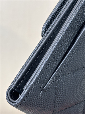 Chanel Small Flap Wallet Tri-Fold Grained Calfskin Gold Tone Metal Black A82288