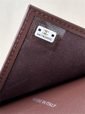 Chanel Small Flap Wallet Tri-Fold Lambskin Silver Tone Metal Black A82288