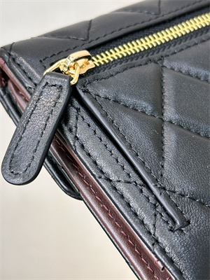 Chanel Small Flap Wallet Tri-Fold Lambskin Gold Tone Metal Black A82288