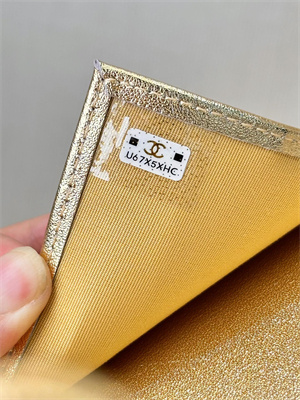 Chanel Small Flap Wallet Tri-Fold Lambskin Gold Tone Metal Gold A82288