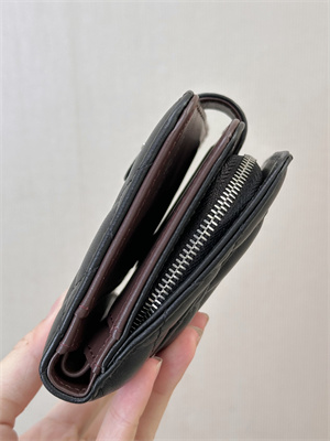 Chanel Snap Wallet Lambskin Silver Tone Metal Black A48667